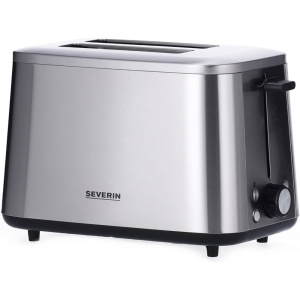 SEVERIN AT2513 Turbo Toaster, Toaster mit Brötchenaufsatz, Edelstahl Toaster für 50%* schneller gebräuntes Toast dank 1600 W Leistung, Edelstahl-gebürstet/schwarz,