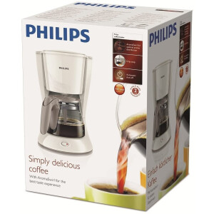 Philips HD7461/20 New Daily Kaffeemaschine Aroma-Swirl mit Abschaltautomatik, Glaskanne, weiß/schwarz