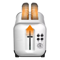 Krups KH682D Excellence Toaster 8 Bräunungsstufen 4 Funktionen 2 Scheiben Toaster Anhebevorrichtung herausnehmbare Krümelschublade 850 Watt gebürsteter Edelstahl