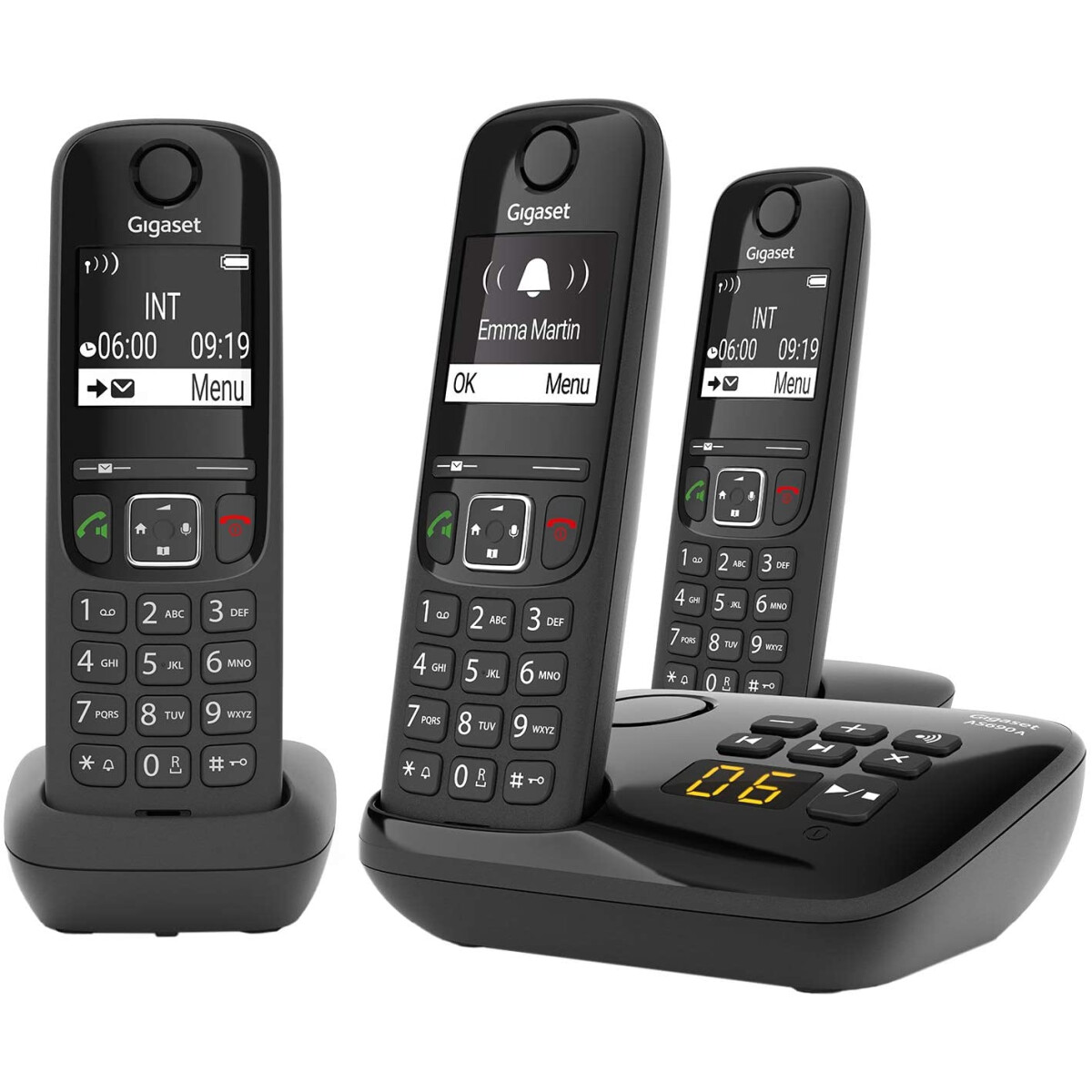 Gigaset AS690A Trio kabellose Telefon (3er Set) schwarz