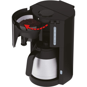 Krups KM305D Filterkaffeemaschine ProAroma Thermo- Edelstahlkanne Automatische Abschaltung 10-15 Tassen 800 Watt 1,25L Wassertank Schwarz/ Edelstahl