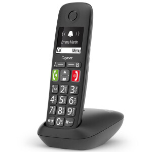 Gigaset E290 - 2 Schnurlose Senioren-Telefone ohne Anrufbeantworter mit großen Tasten - großes Display, schwarz