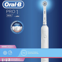 Oral-B Pro 1 900 Elektrische Zahnbürste, für eine sanfte Reinigung am Zahnfleischrand, 2 Aufsteckbürsten, weiß