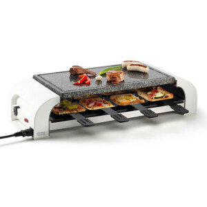 PizzaGrill for8 Hot`Stone, VDE, MultifunkionalesTischkochgerät geeignet für Raclette, Mini-Pizzas und zum Grillen, mit Grillplatte aus Naturstein